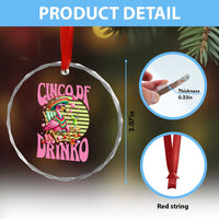 Cinco De Drinko Margarita Crystal Glass Ornament Funny Flamingo Fiesta