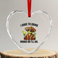 Cinco De Drinko Margarita Heart Crystal Glass Ornament Funny Drinking Lizard Cinco De Mayo Fiesta