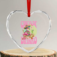 Cinco De Drinko Margarita Heart Crystal Glass Ornament Funny Flamingo Fiesta