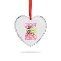 Cinco De Drinko Margarita Heart Crystal Glass Ornament Funny Flamingo Fiesta