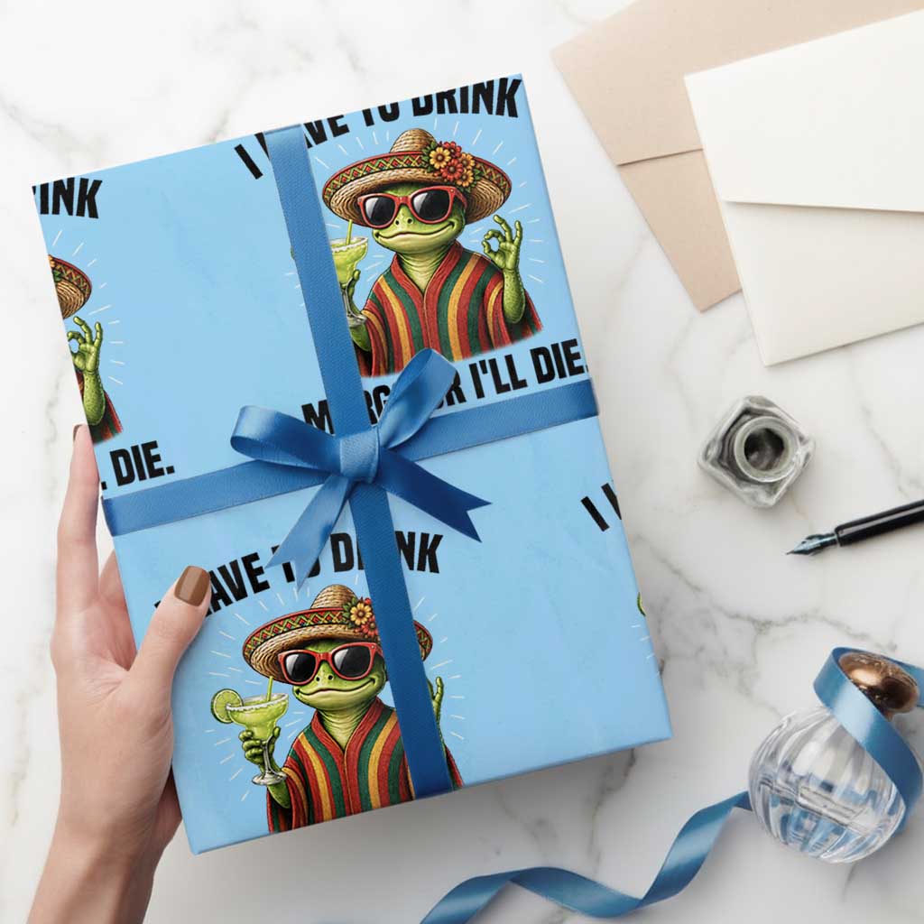 Cinco De Drinko Margarita Wrapping Paper Roll Funny Drinking Lizard Cinco De Mayo Fiesta