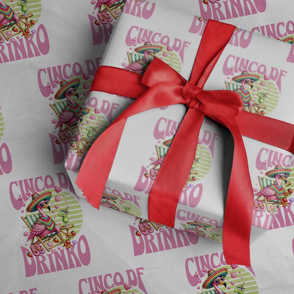 Cinco De Drinko Margarita Wrapping Paper Roll Funny Flamingo Fiesta