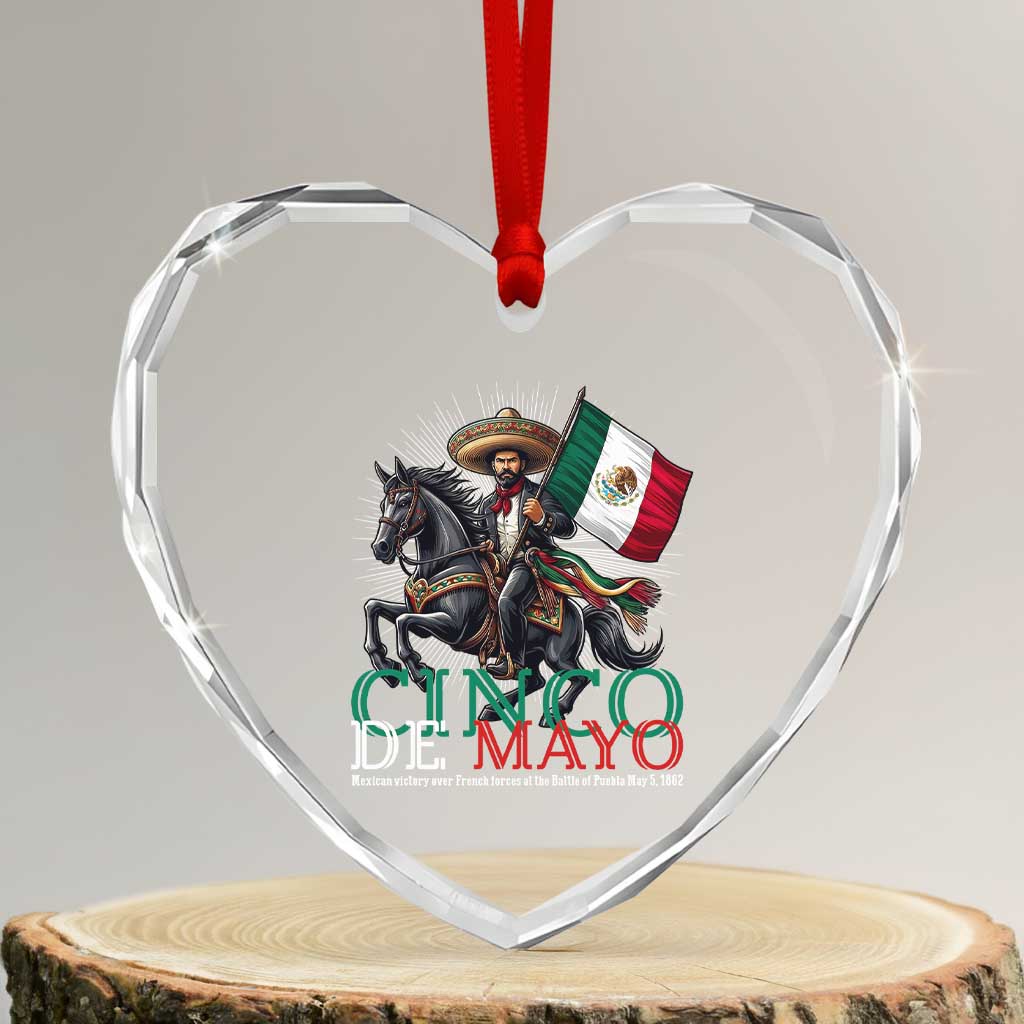 Cinco De Mayo Battle Of Puebla Heart Crystal Glass Ornament Historical Mexican Heritage