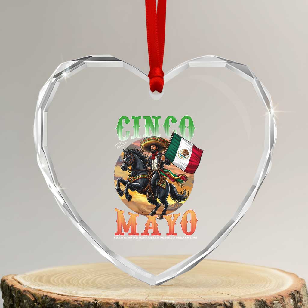Cinco De Mayo Battle Of Puebla Heart Crystal Glass Ornament Mexican Victory Heritage Pride