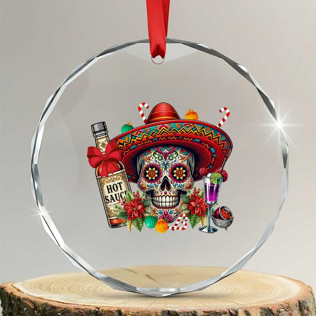 Cinco De Mayo Christmas Crystal Glass Ornament Mexican Sugar Skull Sombrero Tequila Party - Wonder Print Shop