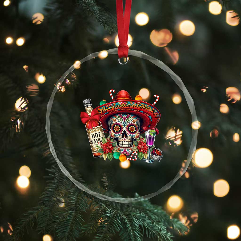 Cinco De Mayo Christmas Crystal Glass Ornament Mexican Sugar Skull Sombrero Tequila Party TS14