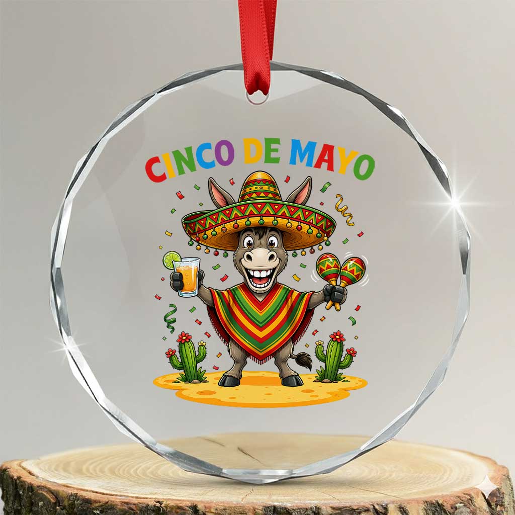 Cinco de Mayo Donkey Mexican Fiesta Crystal Glass Ornament