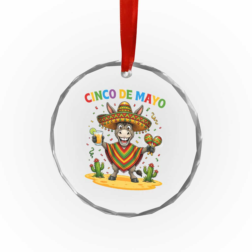 Cinco de Mayo Donkey Mexican Fiesta Crystal Glass Ornament