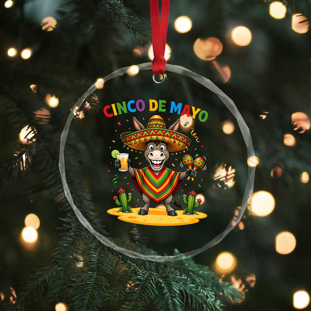 Cinco de Mayo Donkey Mexican Fiesta Crystal Glass Ornament