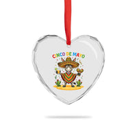 Cinco de Mayo Donkey Mexican Fiesta Heart Crystal Glass Ornament
