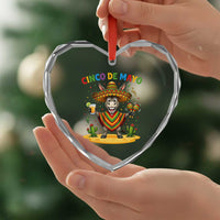Cinco de Mayo Donkey Mexican Fiesta Heart Crystal Glass Ornament
