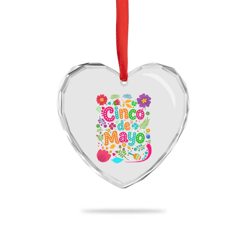 Cinco de Mayo Heart Crystal Glass Ornament Funny Mexican Fiesta