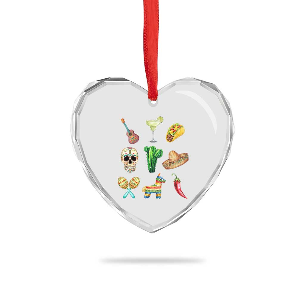 Cinco De Mayo Heart Crystal Glass Ornament Mexican Fiesta Party Celebration