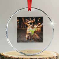 Cinco de Mayo Margarita Crystal Glass Ornament Funny Chihuahua Drinking Cocktail Mexican Fiesta Gift