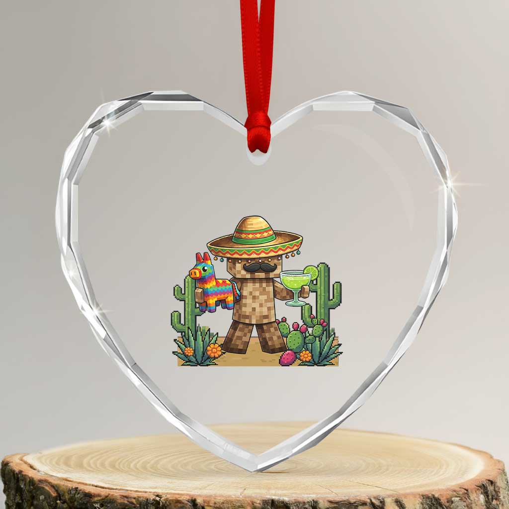 Cinco De Mayo Mexican Gamer Heart Crystal Glass Ornament Video Game Fiesta Gift