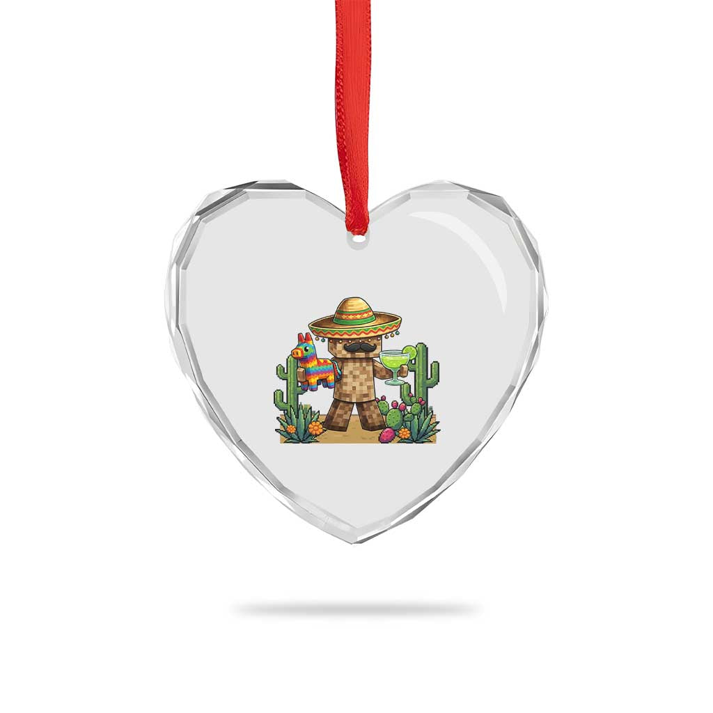Cinco De Mayo Mexican Gamer Heart Crystal Glass Ornament Video Game Fiesta Gift