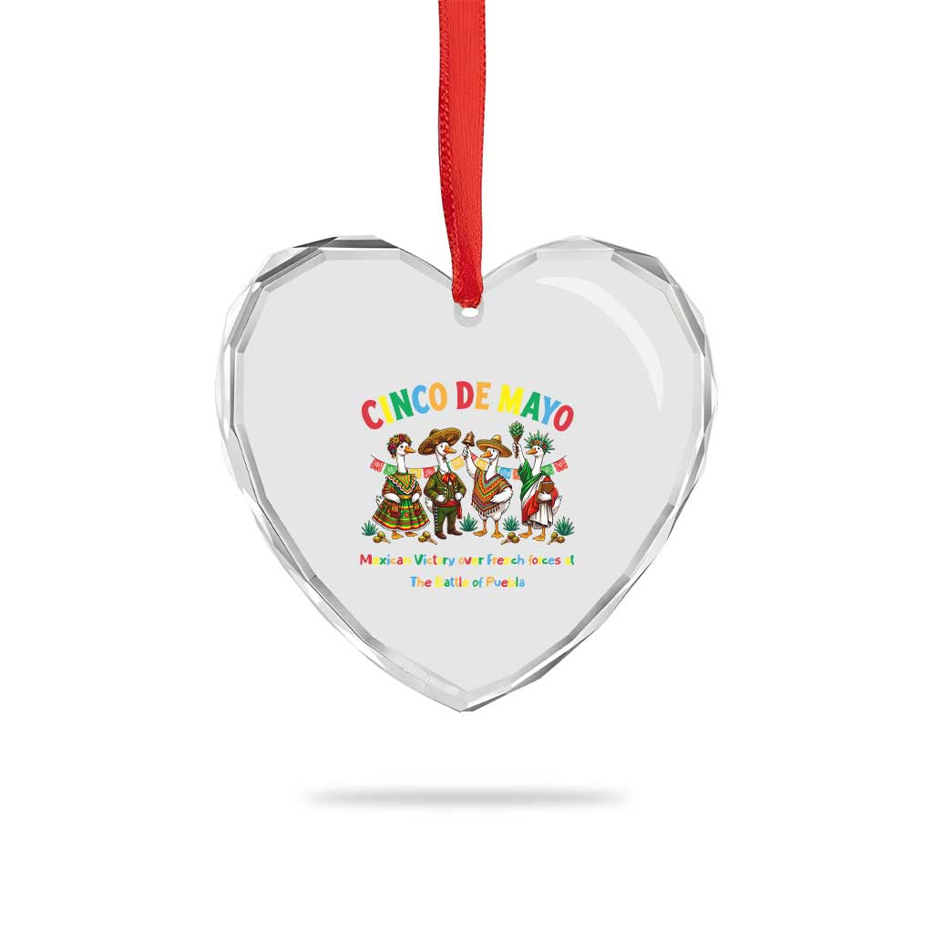 Cinco de Mayo Mexican Victory Heart Crystal Glass Ornament Silly Goose Festive Heritage Puebla Battle 1862
