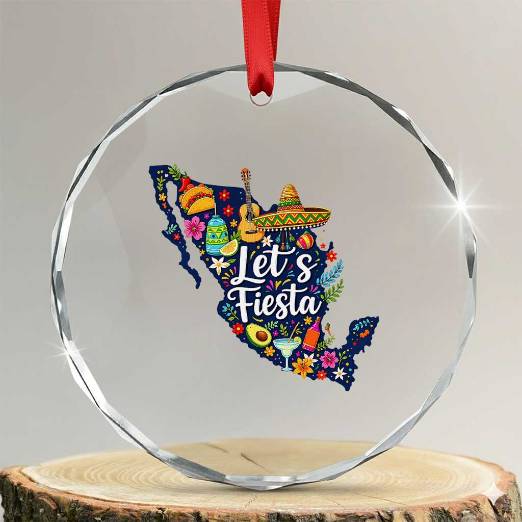 Cinco De Mayo Party Mexican Map Crystal Glass Ornament Lets Fiesta