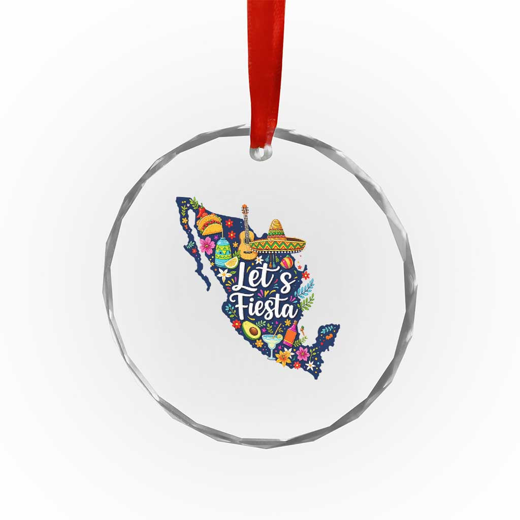 Cinco De Mayo Party Mexican Map Crystal Glass Ornament Lets Fiesta