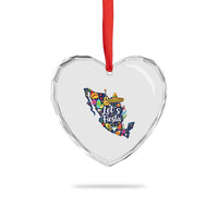 Cinco De Mayo Party Mexican Map Heart Crystal Glass Ornament Lets Fiesta
