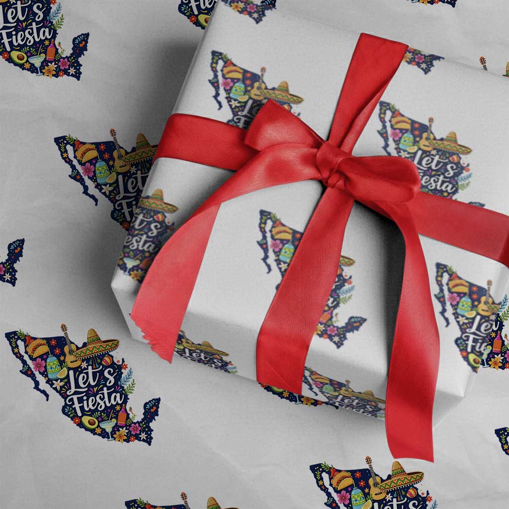 Cinco De Mayo Party Mexican Map Wrapping Paper Roll Lets Fiesta