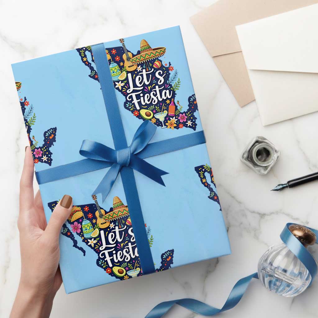Cinco De Mayo Party Mexican Map Wrapping Paper Roll Lets Fiesta