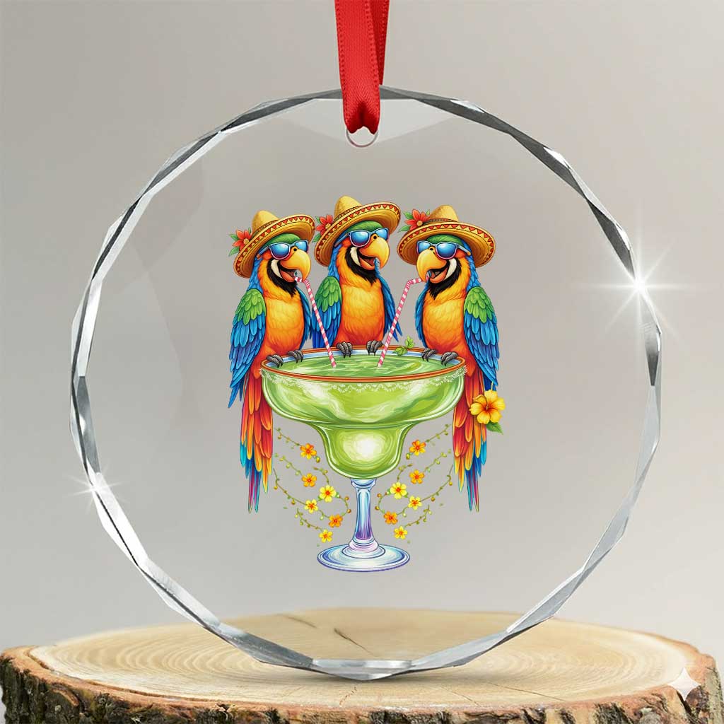 Cinco De Mayo Summer Party Crystal Glass Ornament Funny Parrots Drinking Margaritas