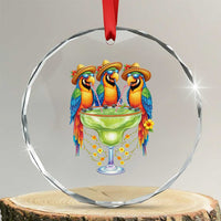 Cinco De Mayo Summer Party Crystal Glass Ornament Funny Parrots Drinking Margaritas