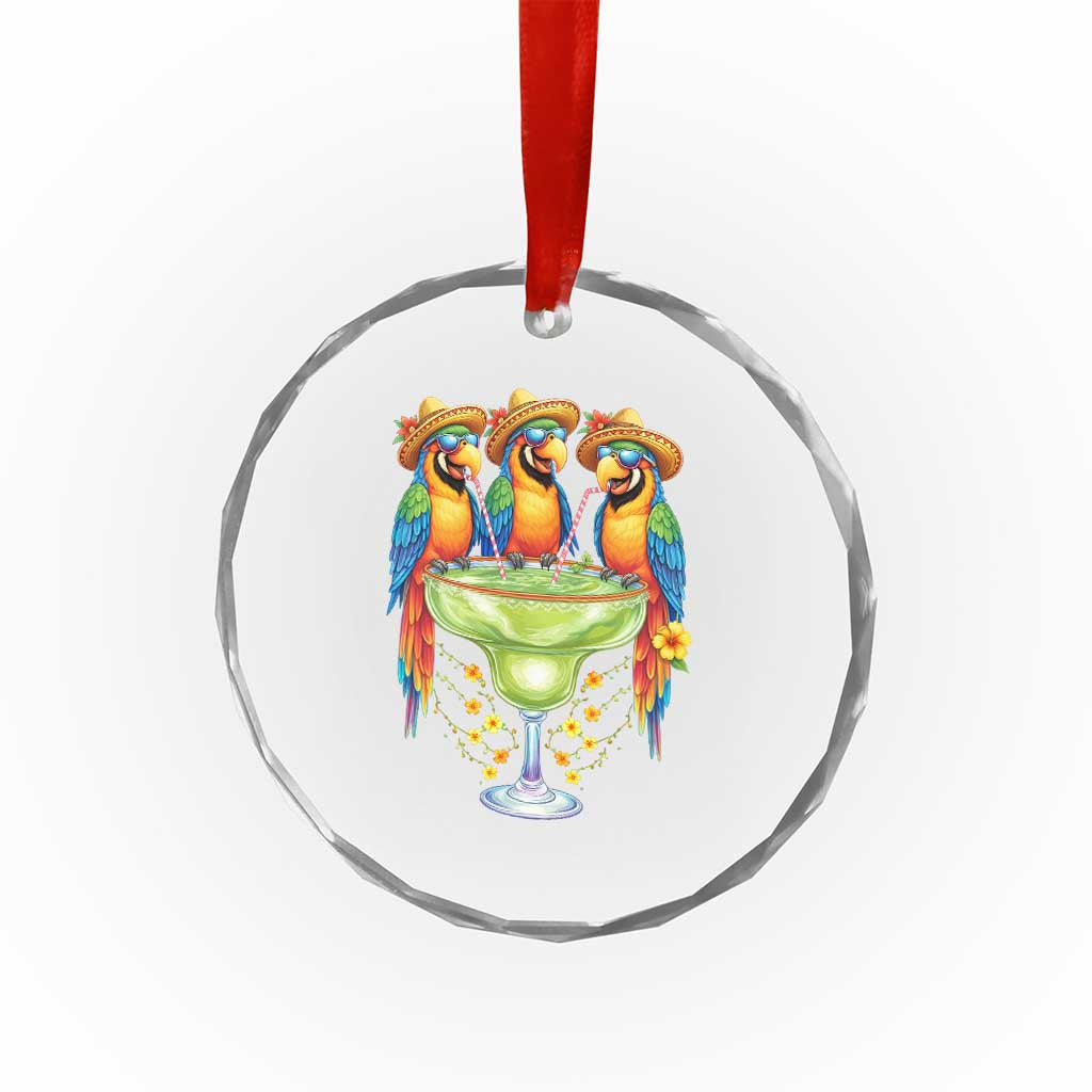 Cinco De Mayo Summer Party Crystal Glass Ornament Funny Parrots Drinking Margaritas
