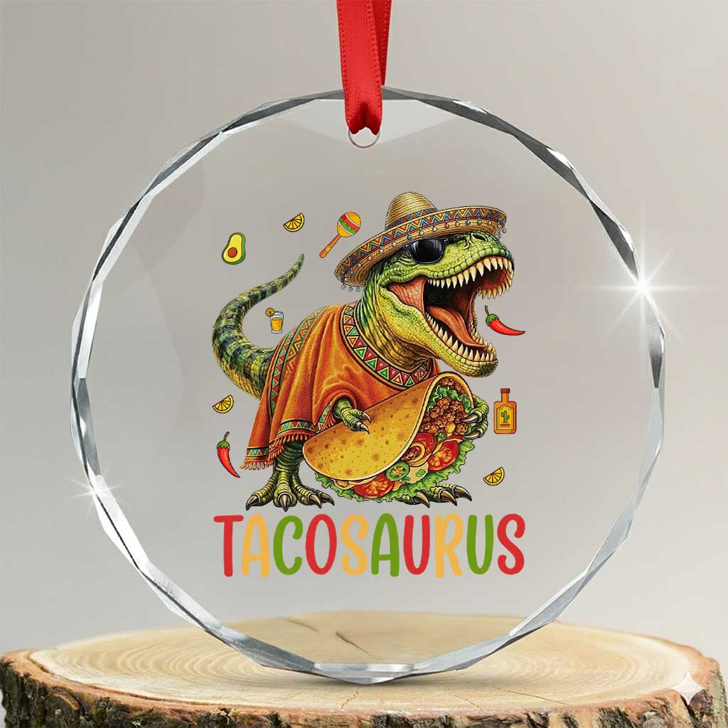 Cinco De Mayo Tacosaurus Crystal Glass Ornament Funny Dinosaur Taco Lover Gift