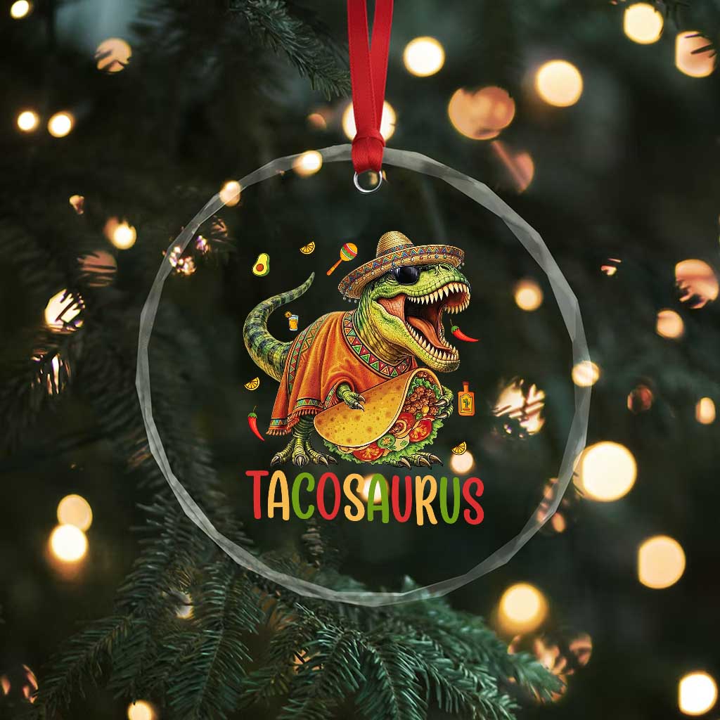 Cinco De Mayo Tacosaurus Crystal Glass Ornament Funny Dinosaur Taco Lover Gift