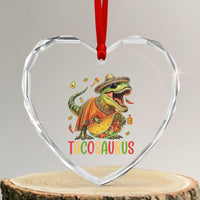 Cinco De Mayo Tacosaurus Heart Crystal Glass Ornament Funny Dinosaur Taco Lover Gift
