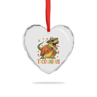 Cinco De Mayo Tacosaurus Heart Crystal Glass Ornament Funny Dinosaur Taco Lover Gift
