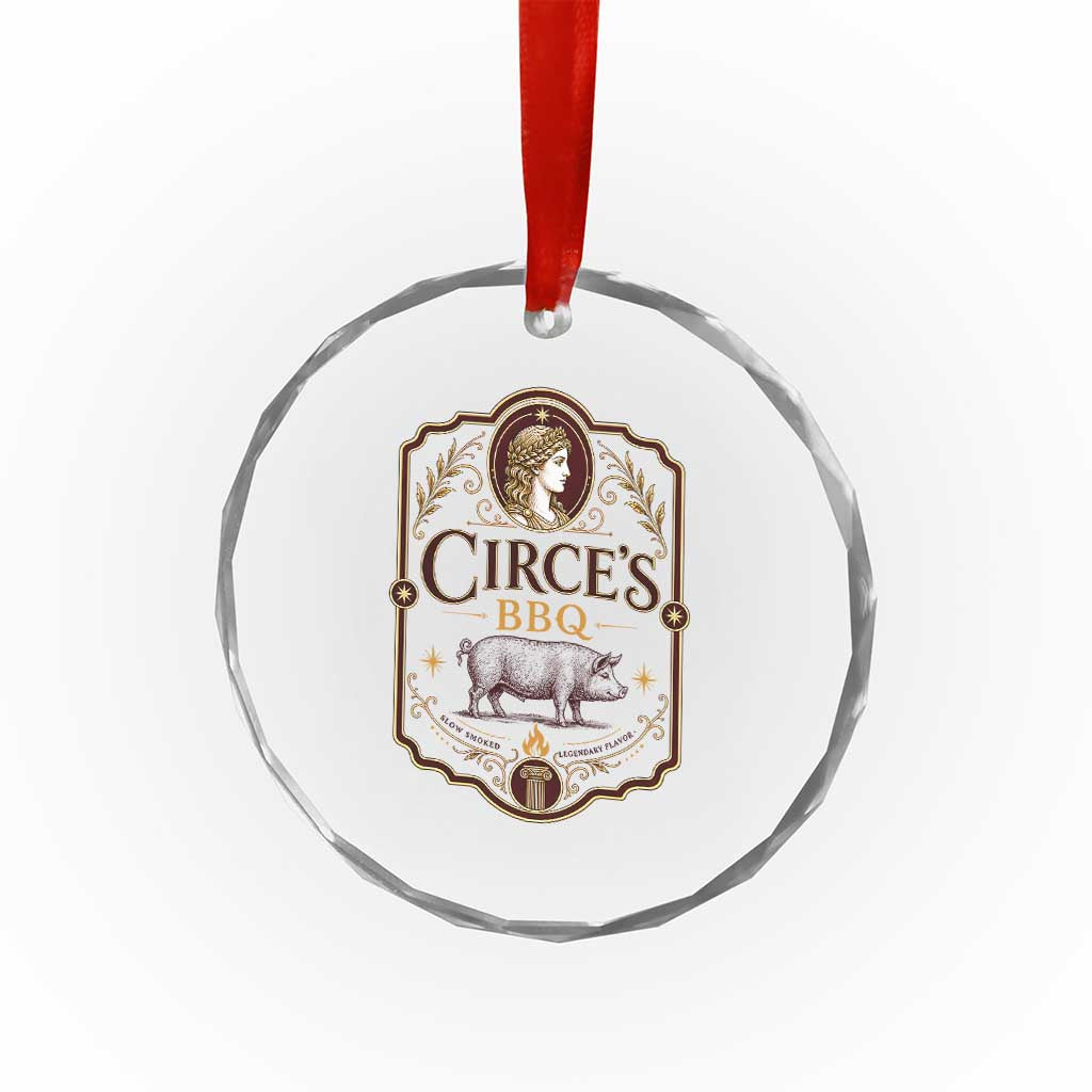 Circes BBQ Funny Greek Mythology Dark Humor Crystal Glass Ornament Slow Smoked Legendary Flavor Odysseus Pigs Odyssey Parody