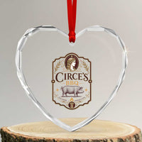 Circes BBQ Funny Greek Mythology Dark Humor Heart Crystal Glass Ornament Slow Smoked Legendary Flavor Odysseus Pigs Odyssey Parody