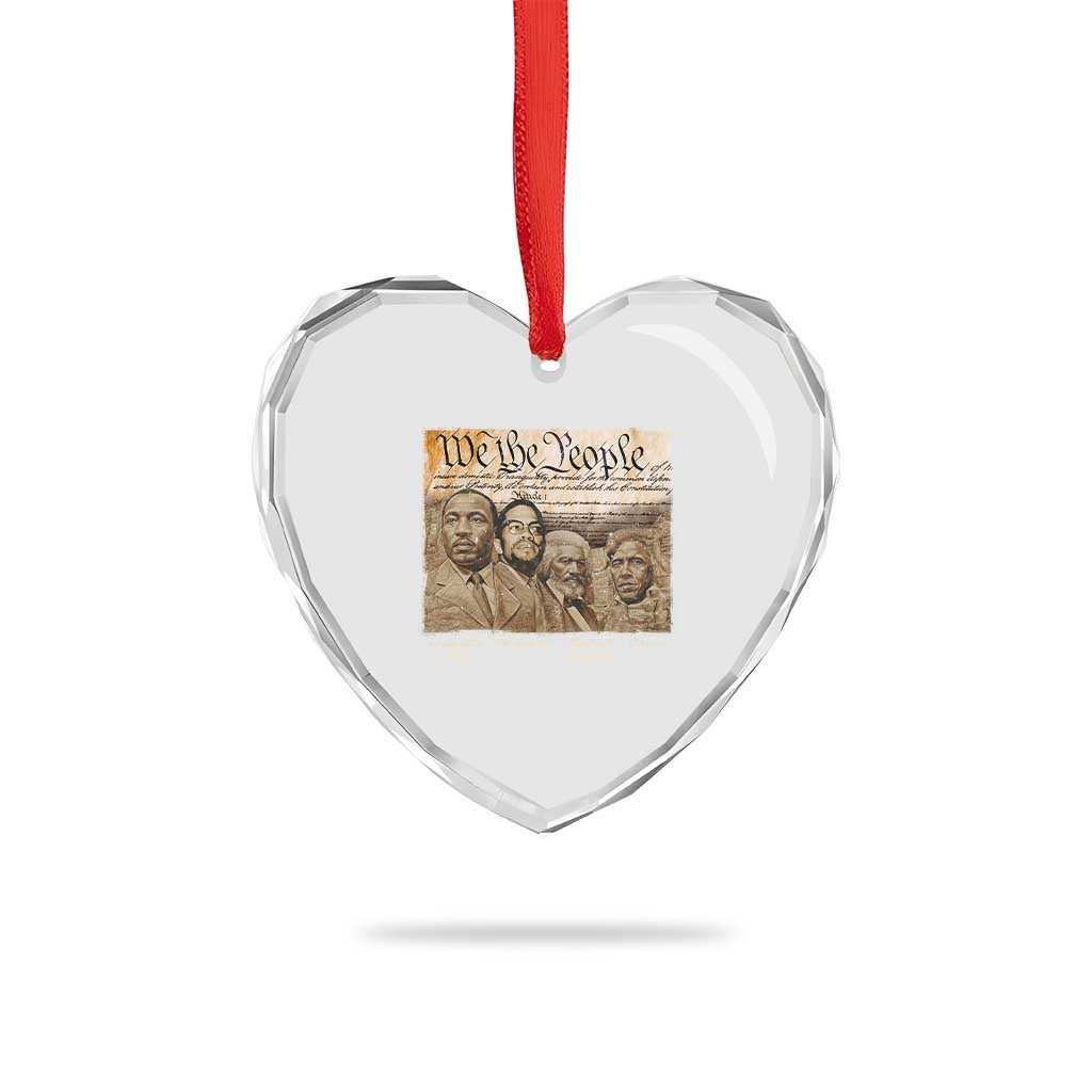Civil Right Leaders Heart Crystal Glass Ornament Martin Luther King Malcolm X Frederick Douglass Obama Black History Month