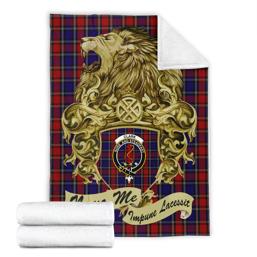 clark-red-tartan-premium-blanket-motto-nemo-me-impune-lacessit-with-vintage-lion-family-crest-tartan-plaid-blanket-vintage-style