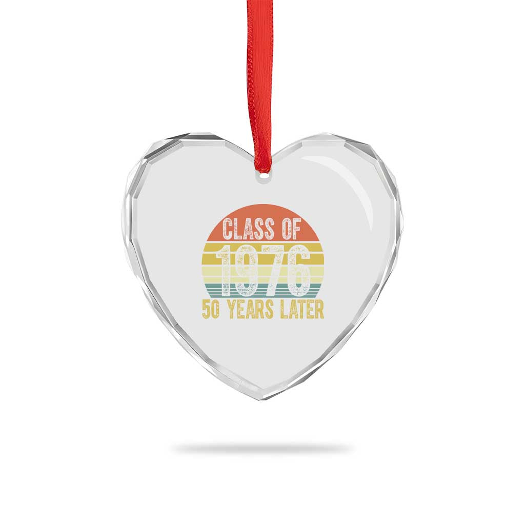 Class of 1976 50 Years Later Heart Crystal Glass Ornament Retro Sunset Graduation Birthday 50th Milestone