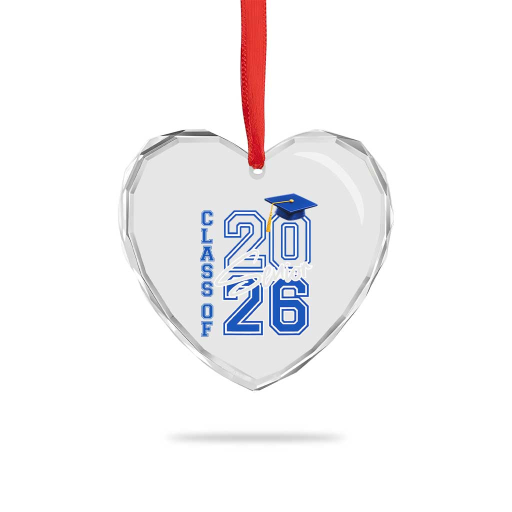 Class of 2026 Senior Heart Crystal Glass Ornament School Graduation 26