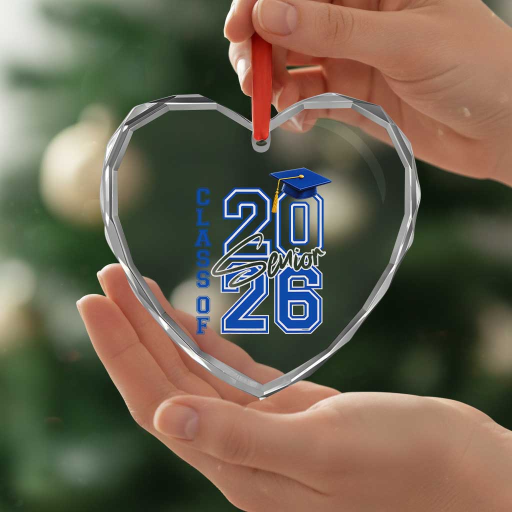Class of 2026 Senior Heart Crystal Glass Ornament School Graduation 26