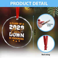 Class Of 2029 Count Down Graduating Crystal Glass Ornament