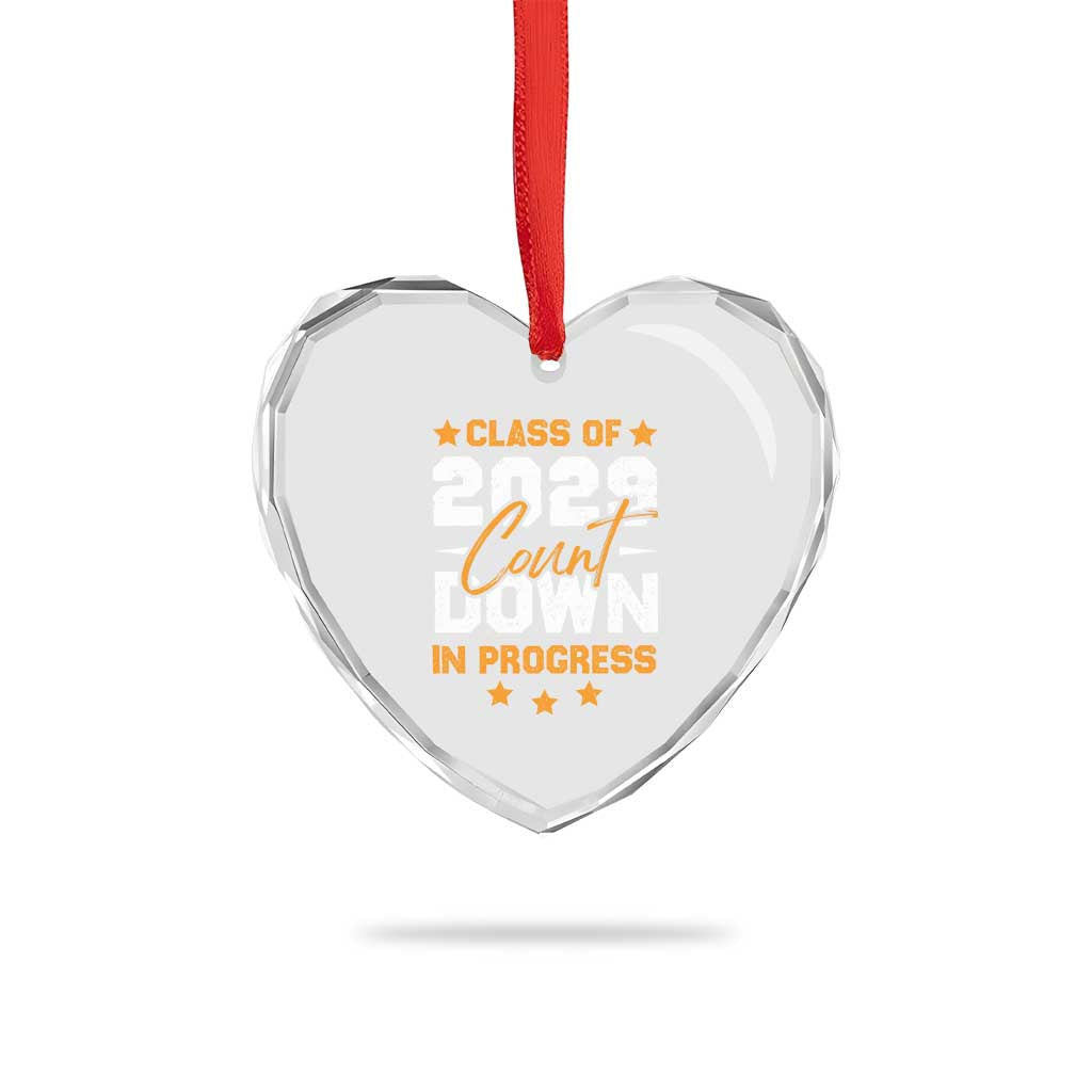 Class Of 2029 Count Down Graduating Heart Crystal Glass Ornament