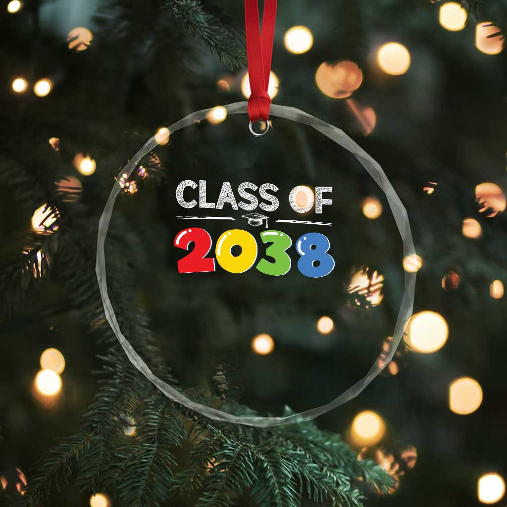 Class of 2038 Crystal Glass Ornament Grow With Me Kindergarten TS10