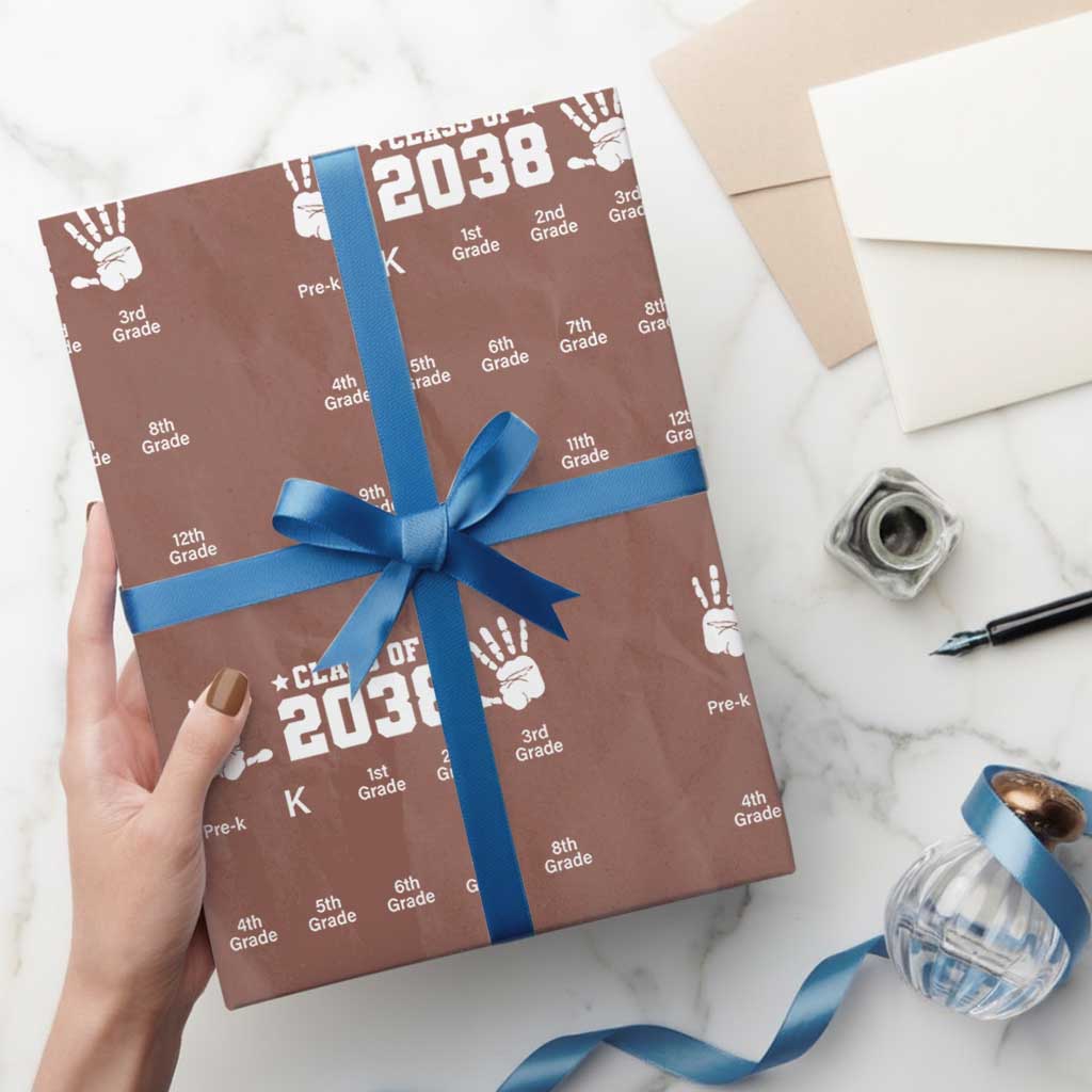 Class of 2038 Grow With Me Wrapping Paper Roll Handprint Pre-K to 12th Grade Graduation - Wonder Print Shop