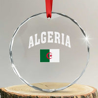 Classic Algeria Varsity Athletic Style Crystal Glass Ornament Proud Patriotic Algerian Flag