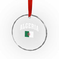 Classic Algeria Varsity Athletic Style Crystal Glass Ornament Proud Patriotic Algerian Flag