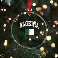 Classic Algeria Varsity Athletic Style Crystal Glass Ornament Proud Patriotic Algerian Flag