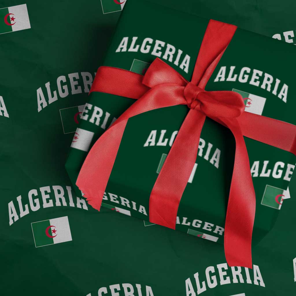 Classic Algeria Varsity Athletic Style Wrapping Paper Roll Proud Patriotic Algerian Flag