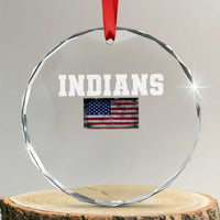 Classic Indians Crystal Glass Ornament Retro Varsity Vintage Sports Team Name USA Flag TS10