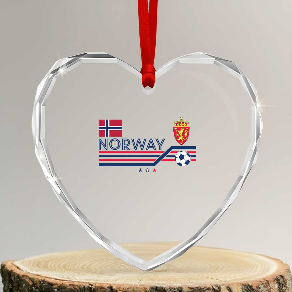 Classic Norway Football Emblem Graphic Heart Crystal Glass Ornament Retro Norwegian Flag Coat of Arms Norge Soccer Fans